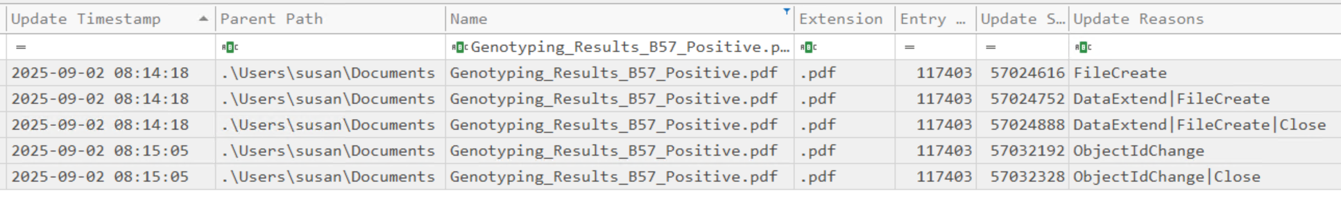 $J entries for the decoy document