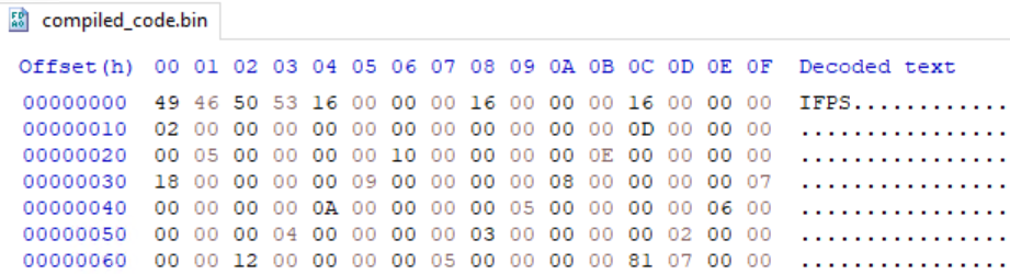 HxD compiled_code.bin hex view