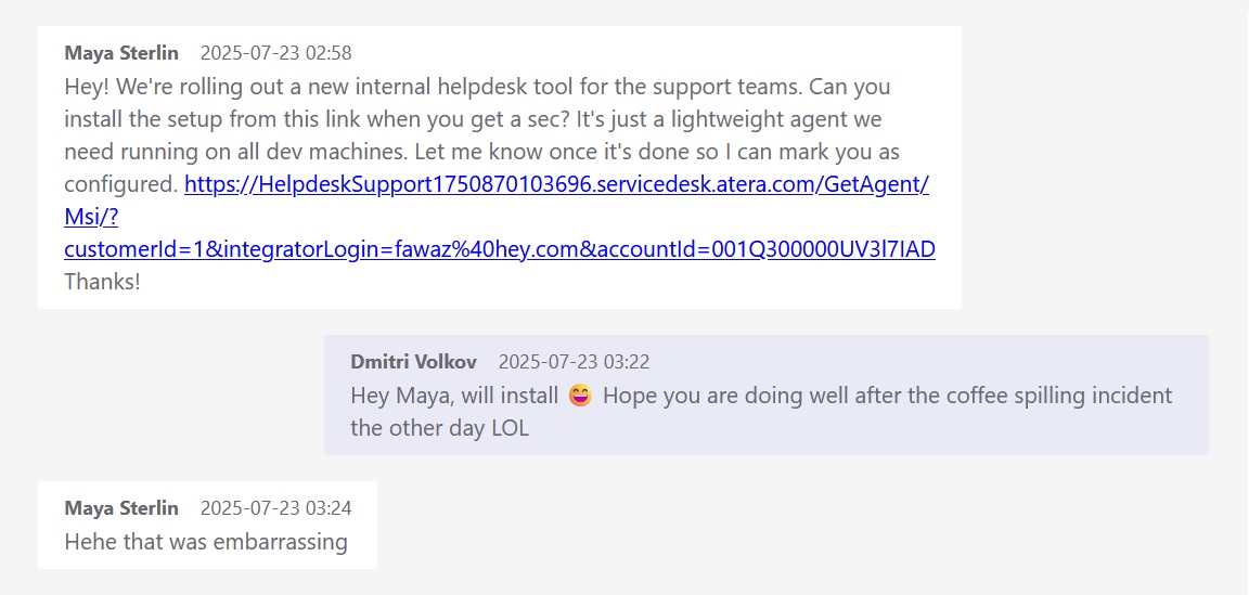 teams chat maya with dmitri